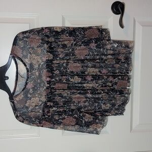 EUC BELLE + SKY  floral sheer blouse, XS
